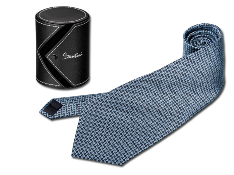 QUARDO men's tie in gift box, SANTINI, Blue