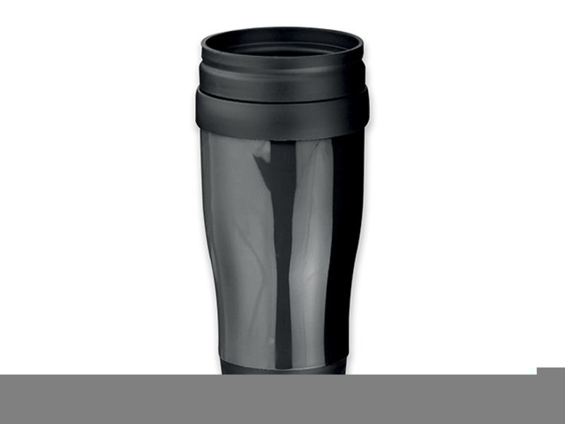 MARIO plastic thermomug with double wall, 400 ml, Black
