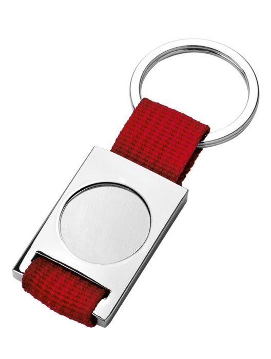 KEY CHAIN TEXTILE RED-HOLLOW 25MM