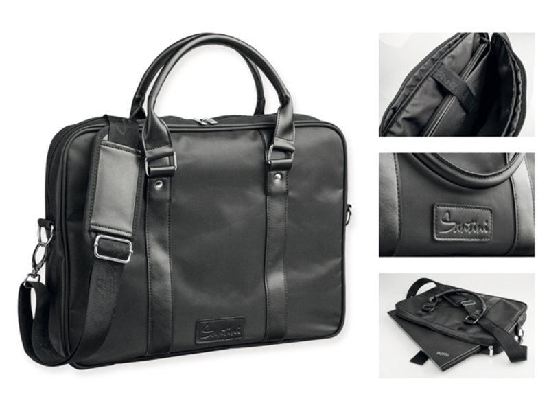 JADEN nylon notebook bag, 420D + PU, SANTINI, Black