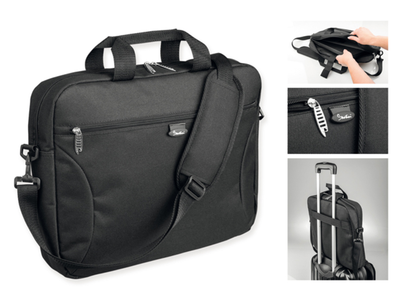 ELINE polyester laptop bag, 600D, SANTINI, Black