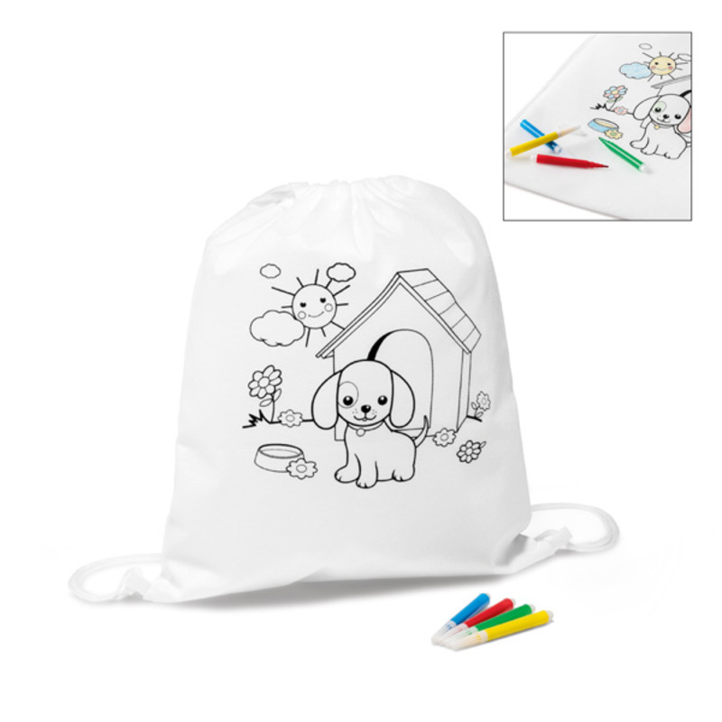 Children's colouring drawstring bag