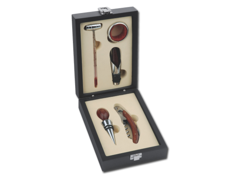 CLAYTON five-part wine set in wooden gift box, Natural