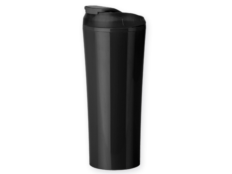 ANDRE plastic double-layer thermomug, 450 ml, Black
