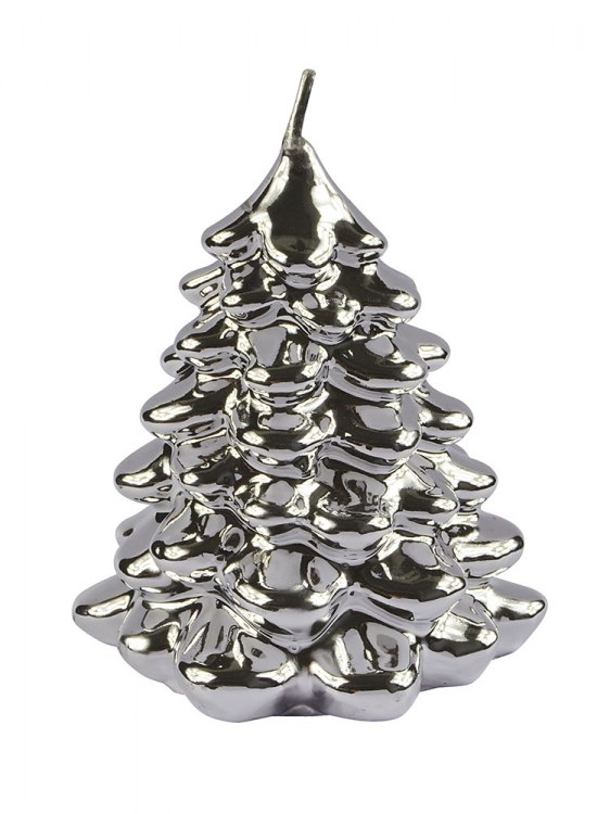 CANDLE CHRISTMAS TREE SILVER SHINY