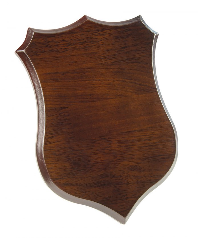 PLAQUE SHIELD WALNUT 190X260X15MM