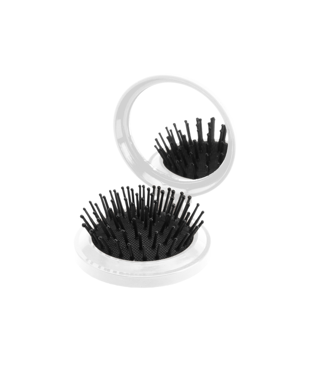 Glance mirror with hairbrush