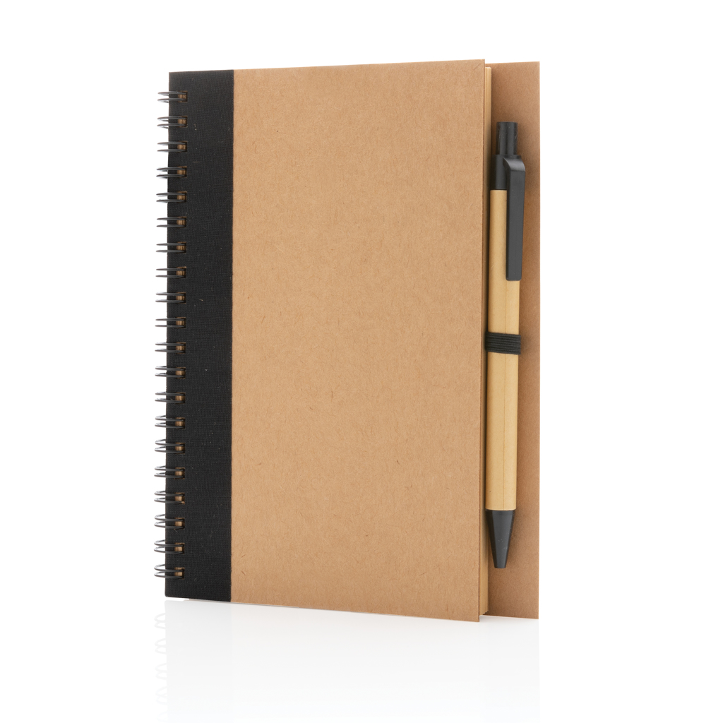 Kraft spiral notebook with pen