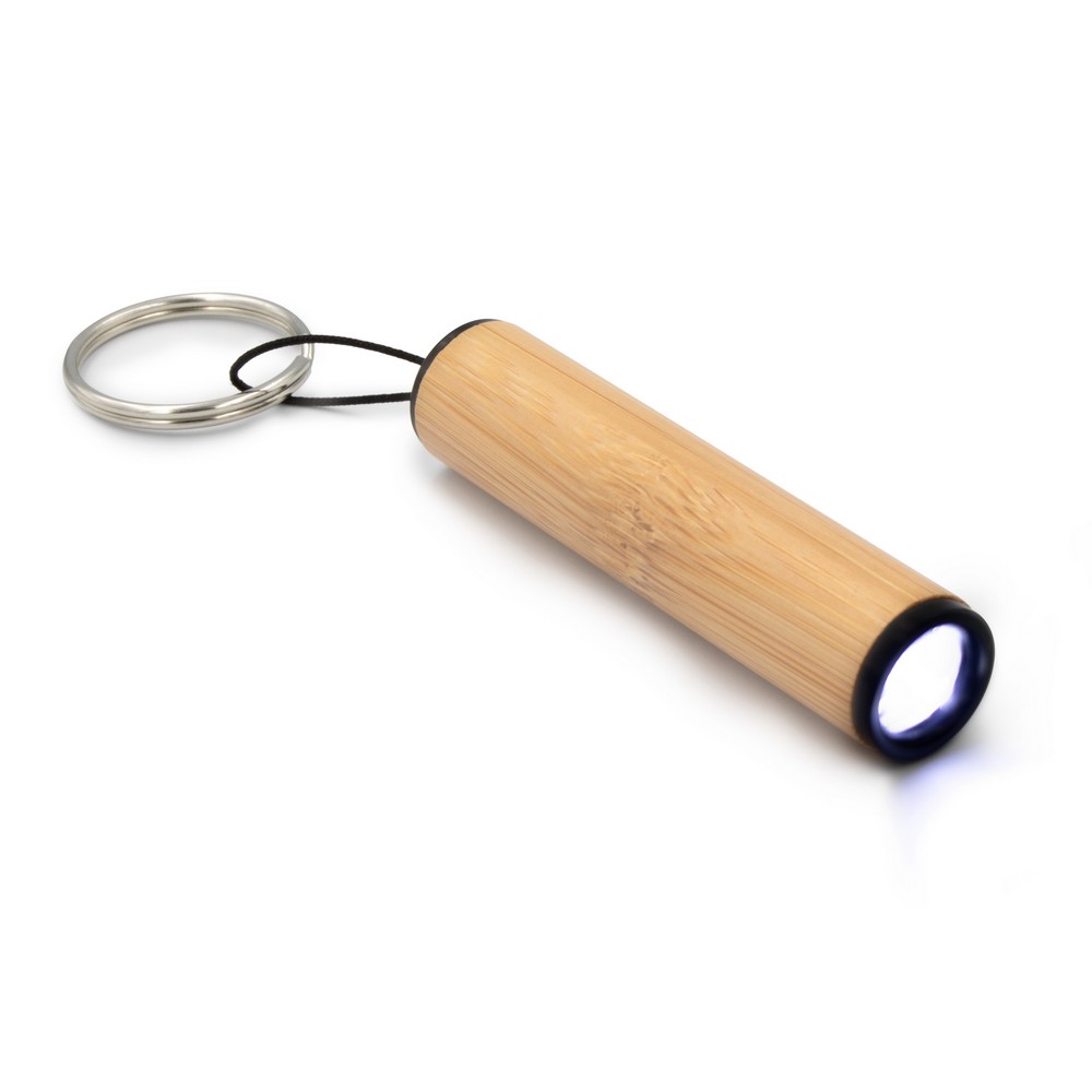 Bamboo keyring, 1 LED light