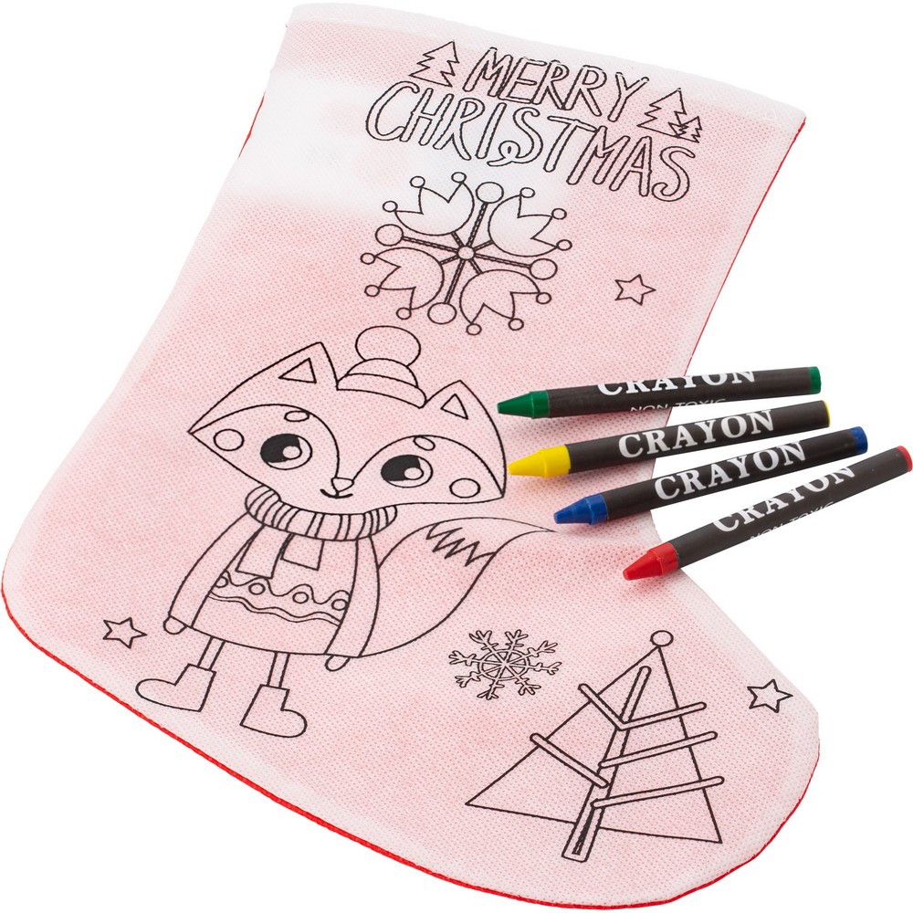 Christmas stocking for colouring, crayons