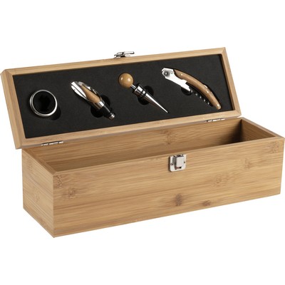 Bamboo wine set, 4 pcs, wine box 1 el.