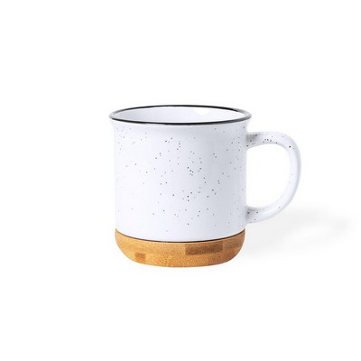 Ceramic mug 330 ml, bamboo detail