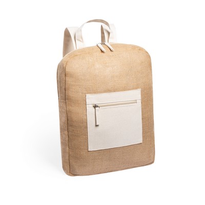 Jute backpack with cotton details
