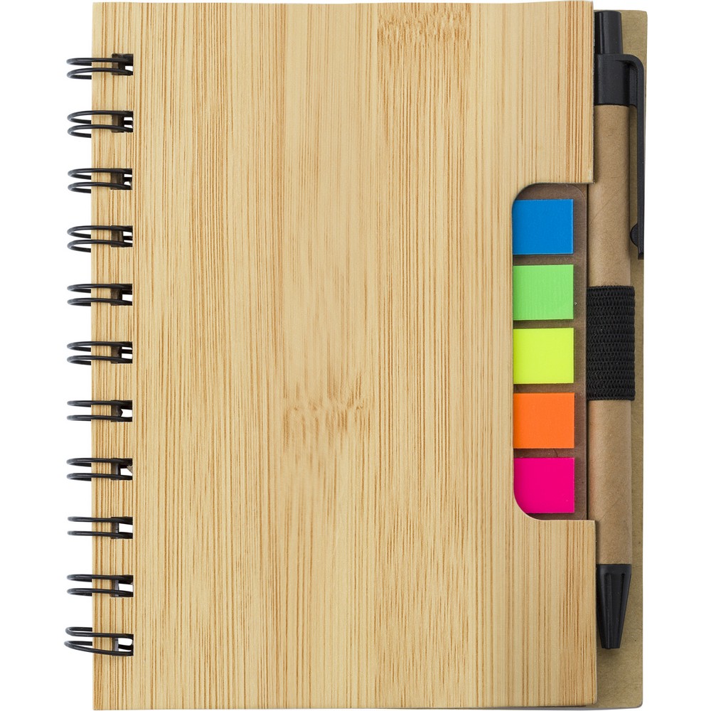 Memo holder, notebook, ball pen, sticky notes