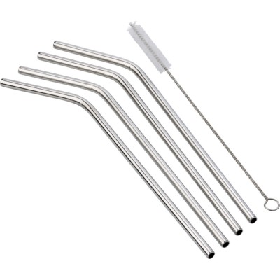 Stainless steel drinking straw set