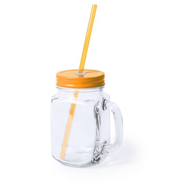 Drinking jar 500 ml with straw