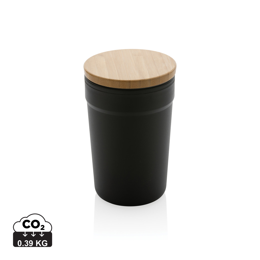 GRS certified recycled PP mug with bamboo lid