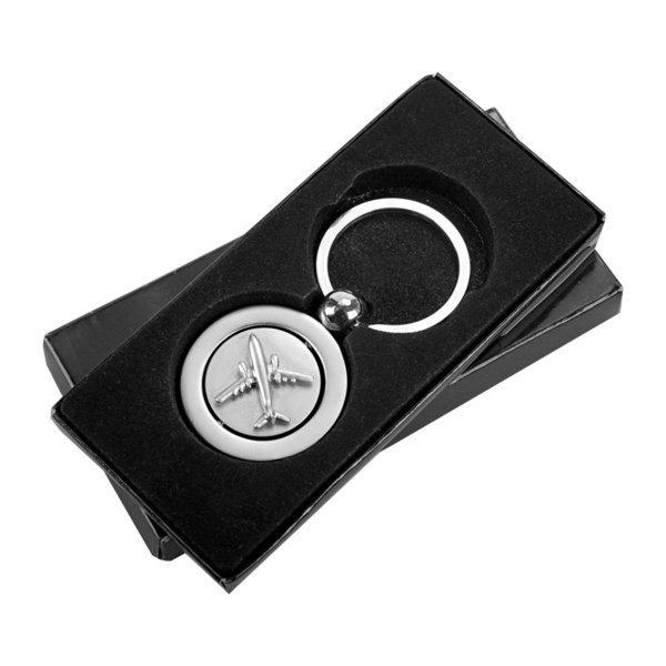 PLANE RING metal key ring,  silver