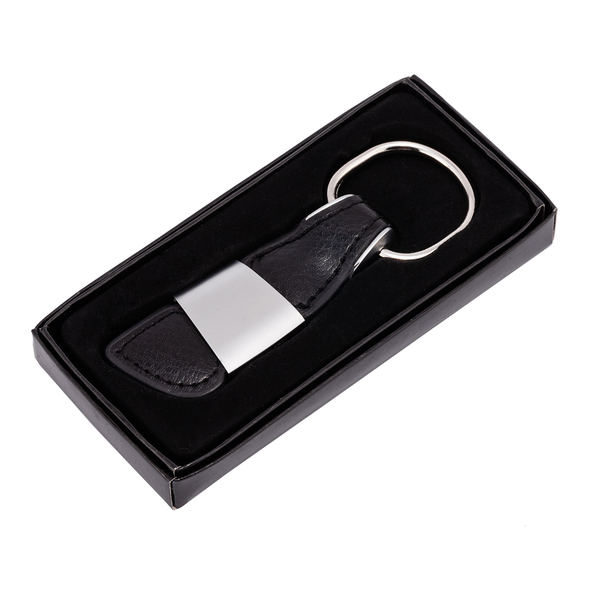 GENUINE leather key ring,  black