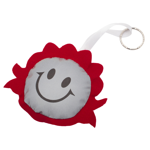 SMILING GIRL reflective key ring,  red/silver