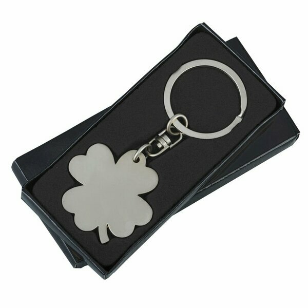 CLOVER metal key ring,  silver