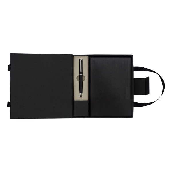 LOVINI gift set of notebook and pen, black