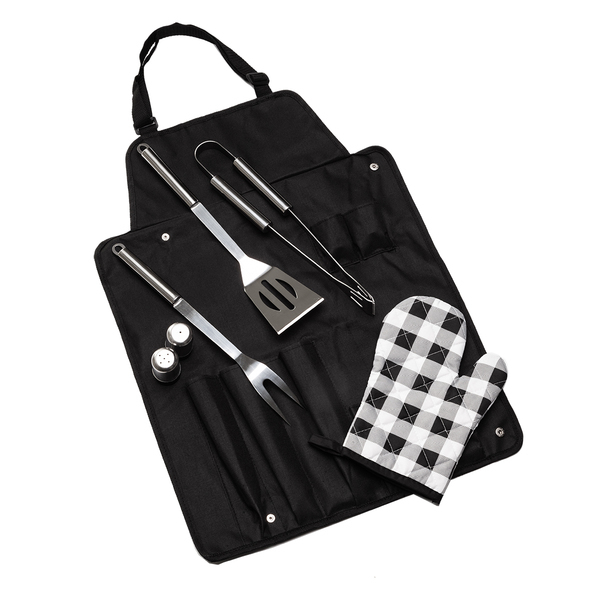 STEAKOUT&BBQ set for barbecue with apron,  black