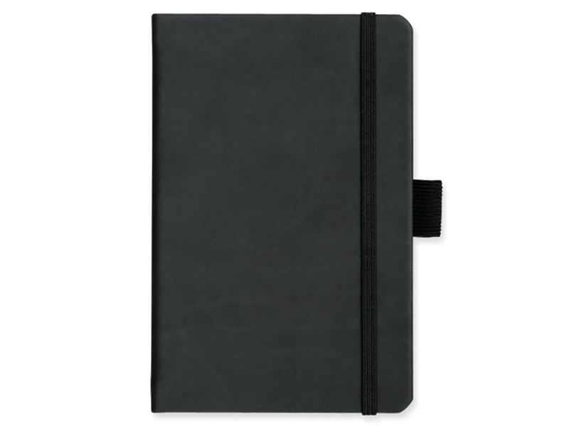 LANYO II notepad with elastic band 132x213 mm, Black