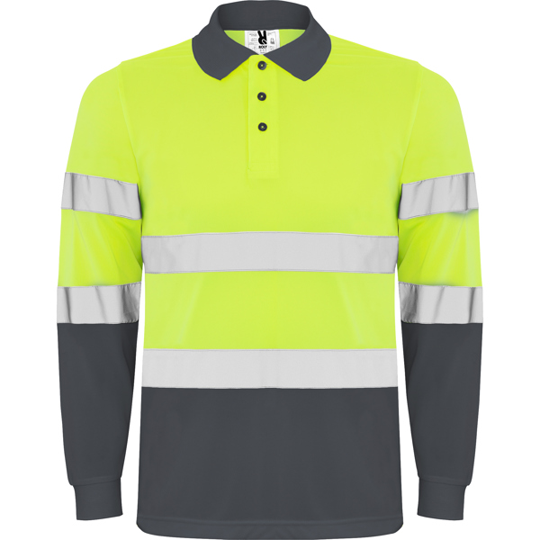 AV POLARIS LONG SLEEVE POLO SHIRT S/S LEAD/FLUOR YELLOW