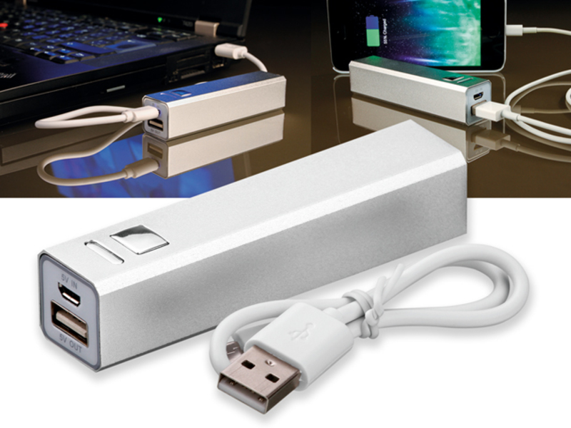 BANK power bank with capacity of 2 200 mAh, Satin silver