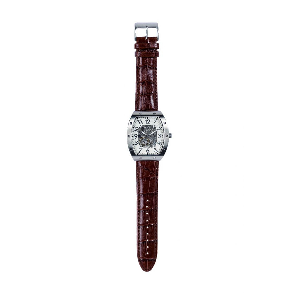 Skeleton gents automatic watch with relief index