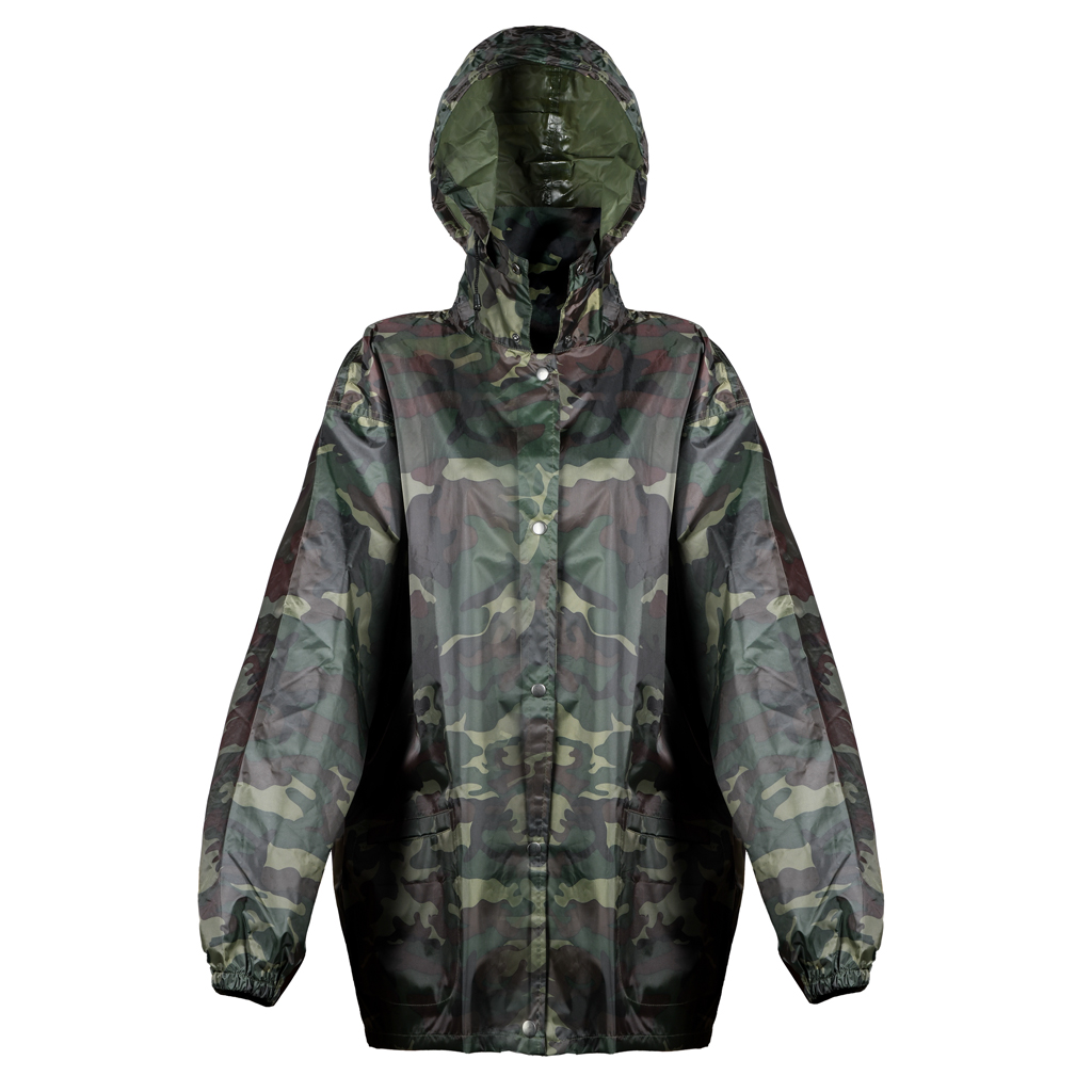 POLYESTER AND PVC CAMOUFLAGE RAIN PROOF JACKET