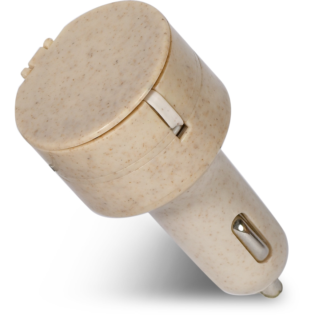 WHEAT STRAW ABS PLASTIC CAR USB CHARGER DC DC USB