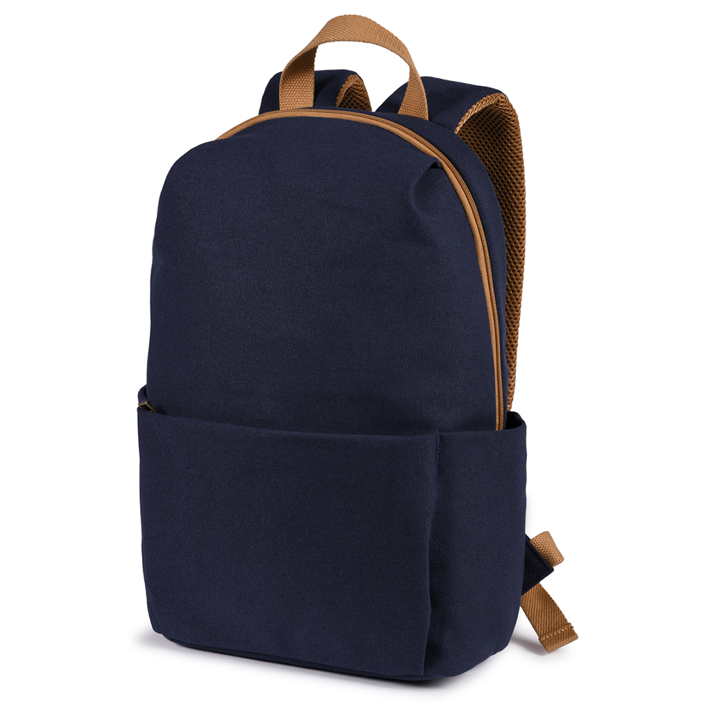 in canvas polycotton material with vintage looking. Front pocket with zipper fastener