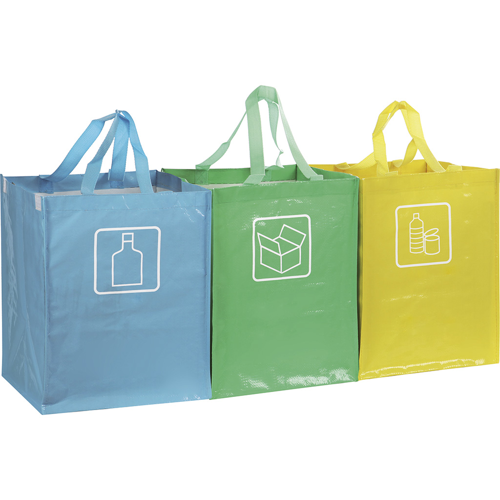 set of three bags for waste separation for the paper