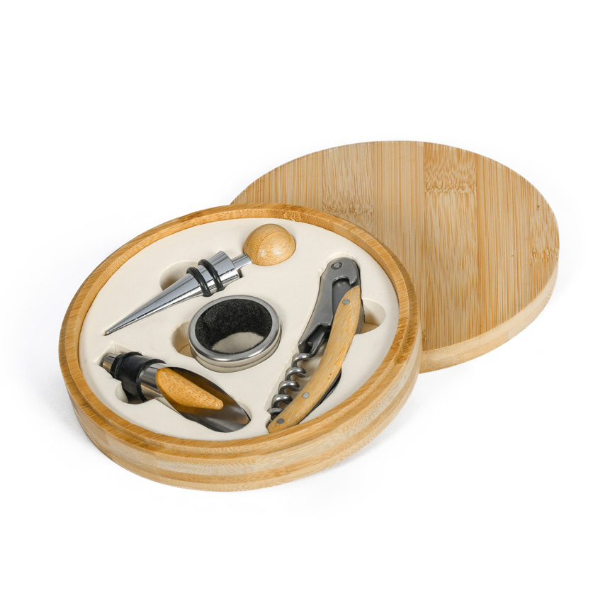 elegant bamboo gift box for wine tasting containing cap