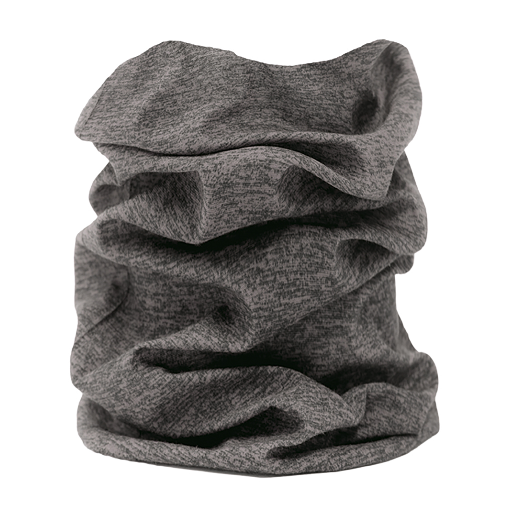 in soft and light polyester material with melange effect.