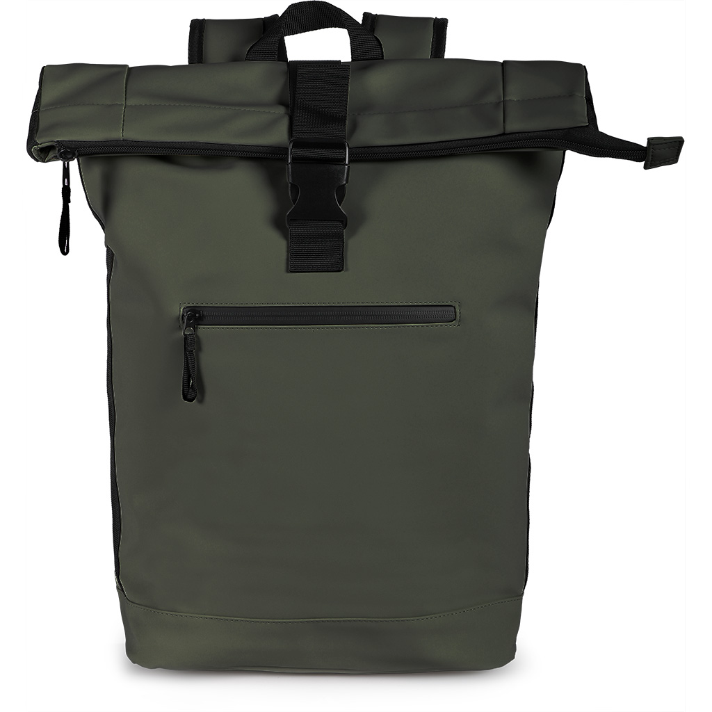 main compartment with zipper fastener and plastic buckle closure