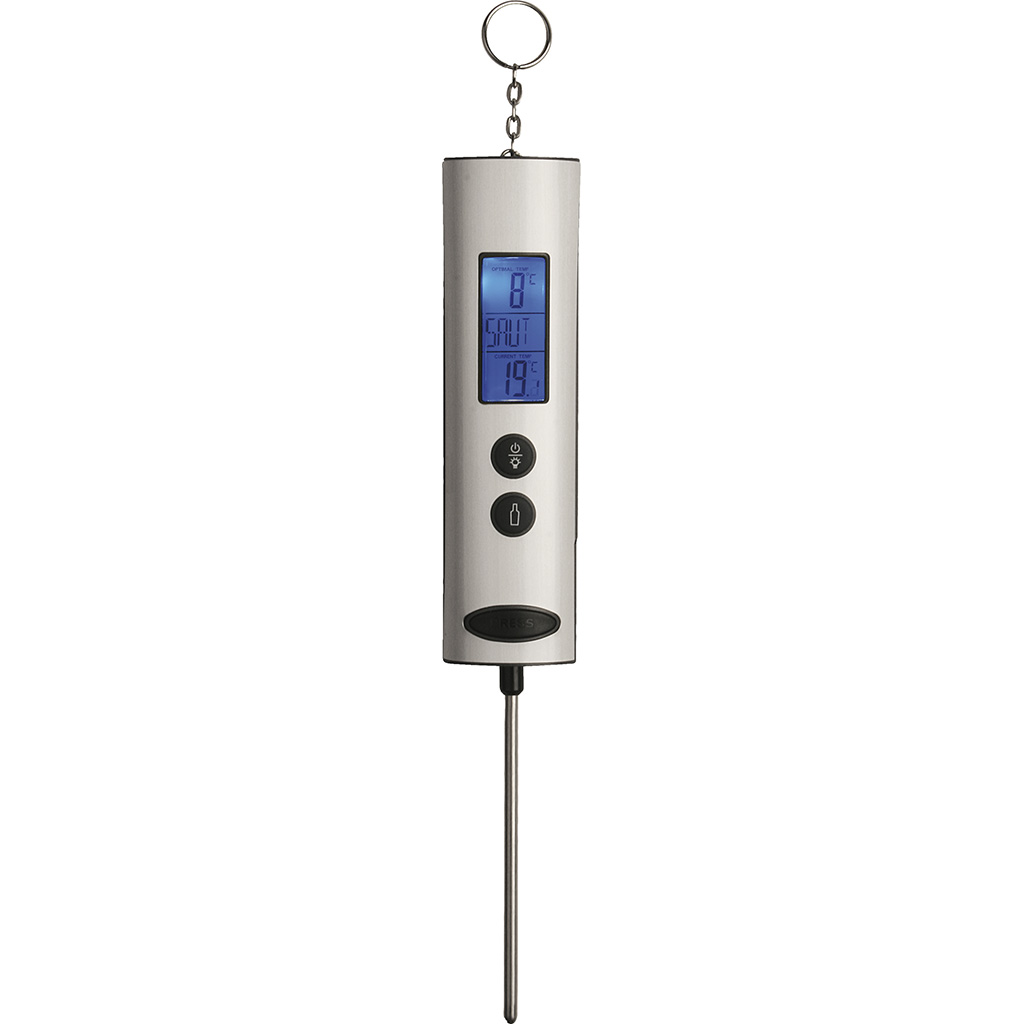 It displays also recommended temperature of some famous wines and liqueurs
