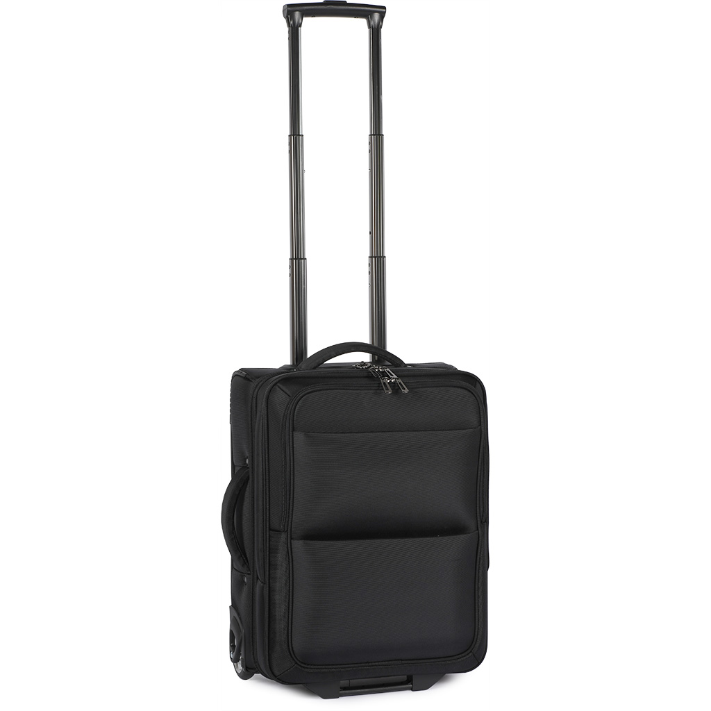 with three separated compartments: classic  compartment with lining for clothes with inner pockets
