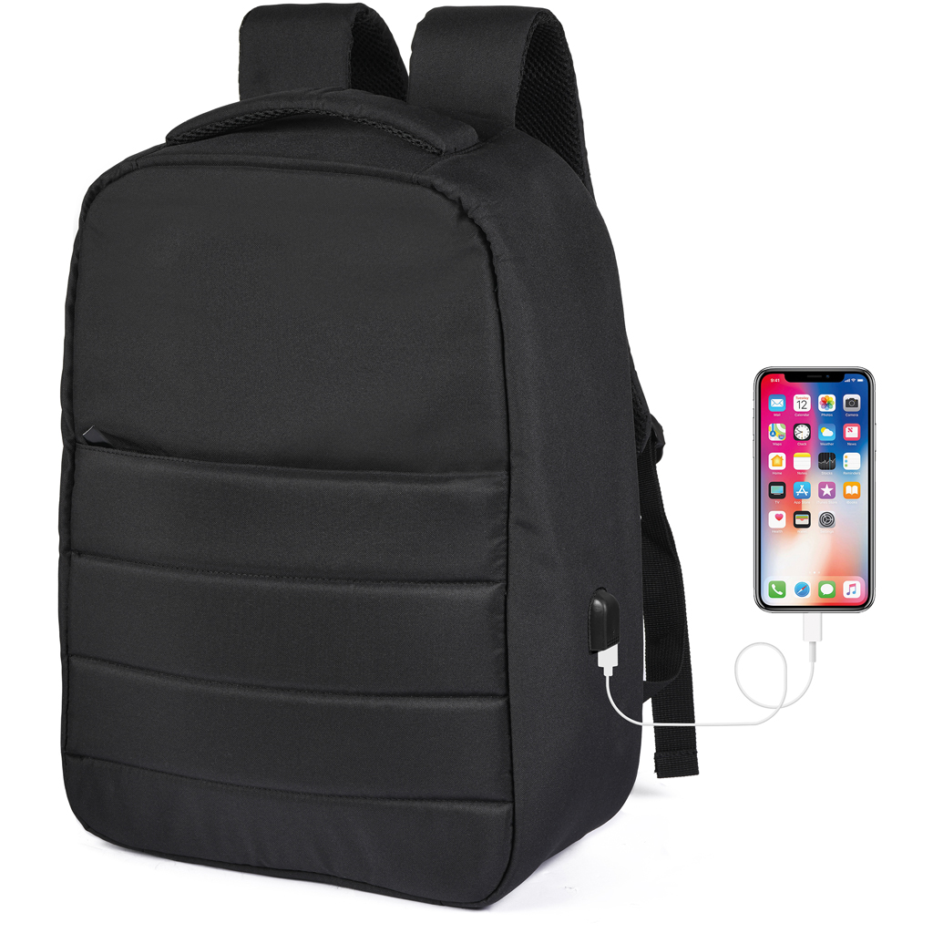 RPET ANTI THEFT RPET RUCKSACK WITH USB CHARGE PORT