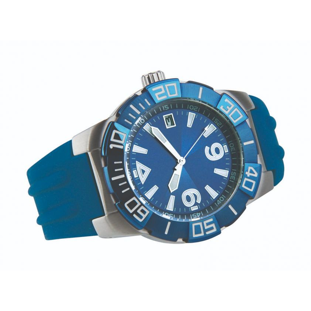 Gents analog watch with relief index