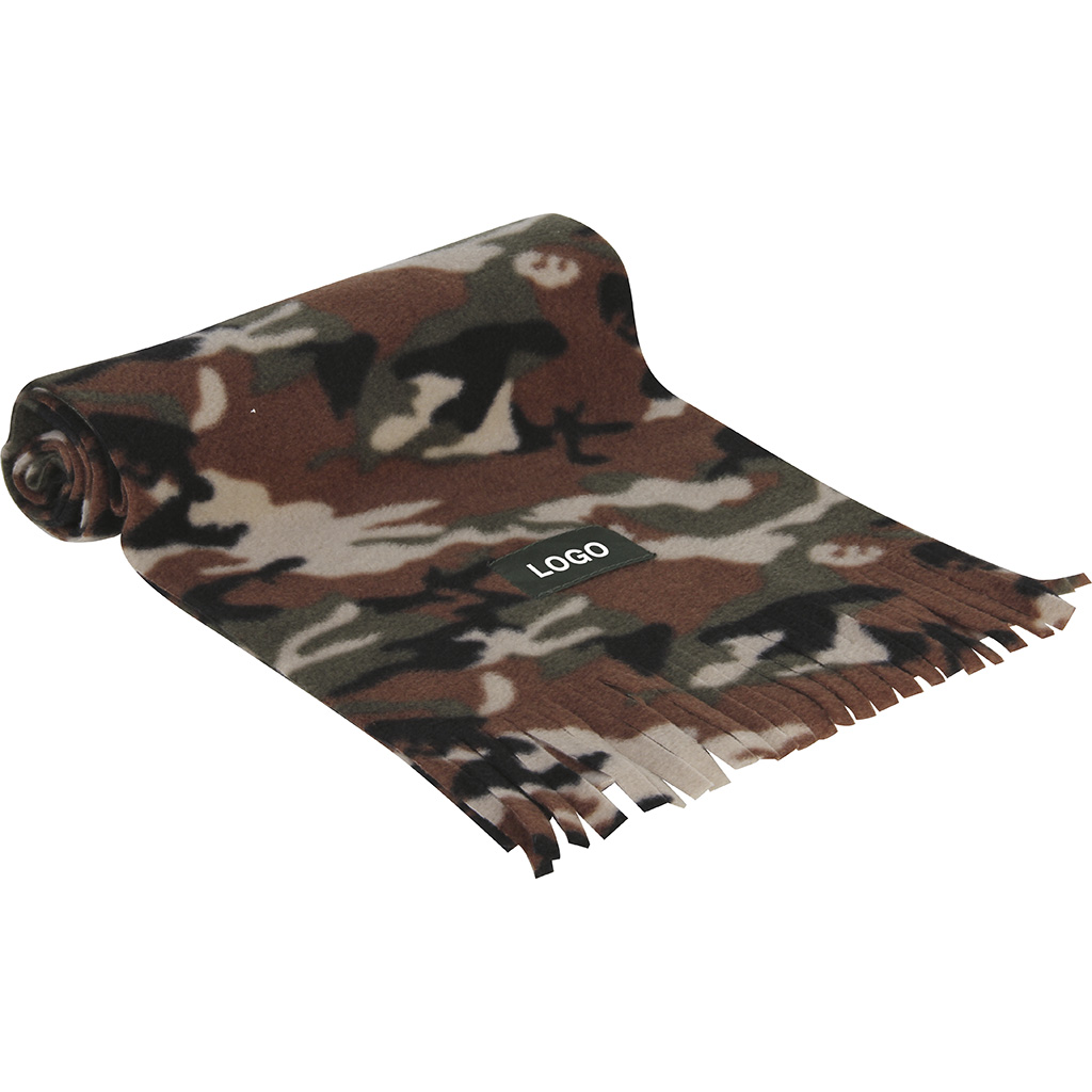 very warm antipilling fleece scarf with nylon tag (5,5x3 cm).