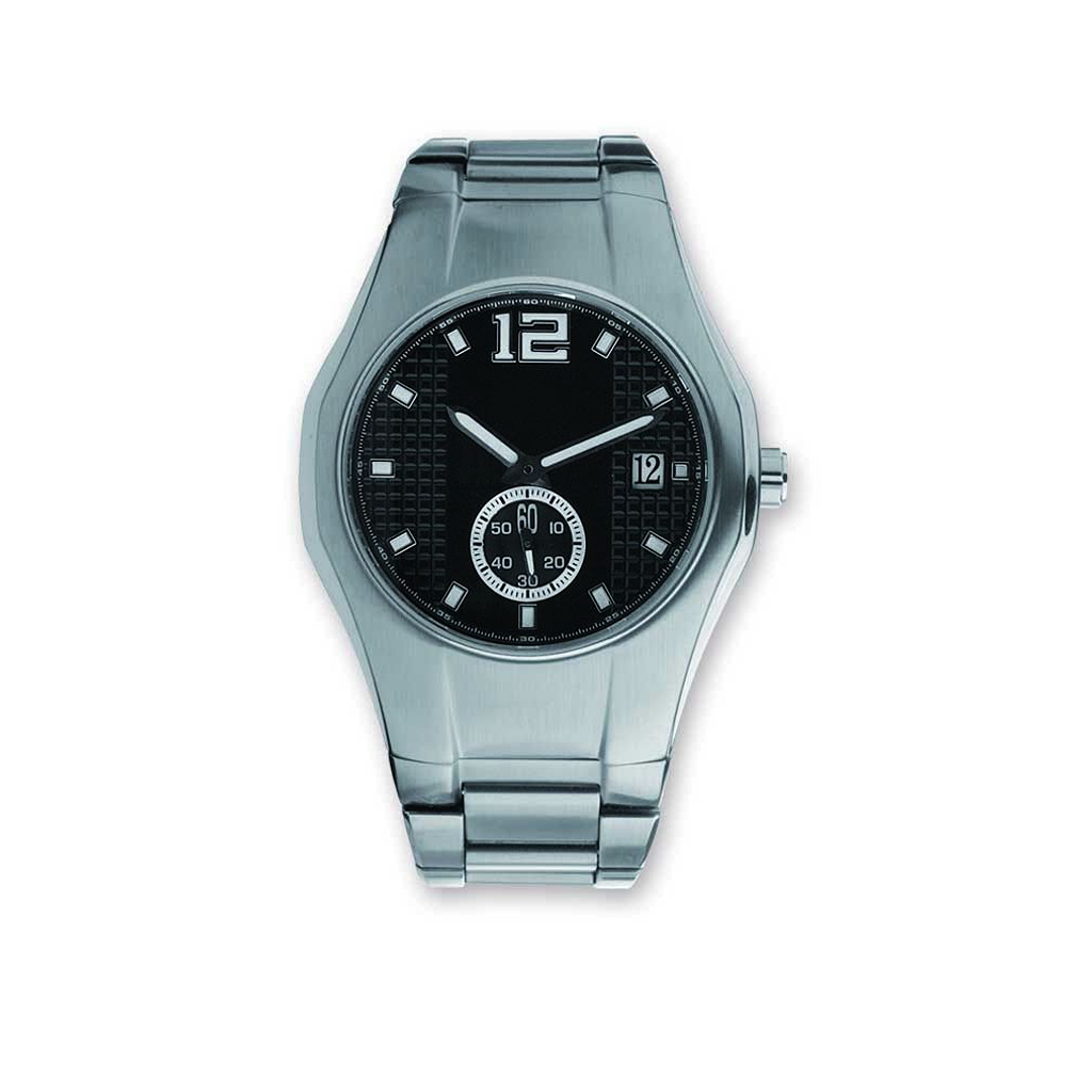 Gents analog watch with relief index