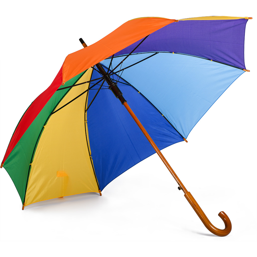 RAINBOW AUTOMATIC WOOD UMBRELLA IN POLYESTER