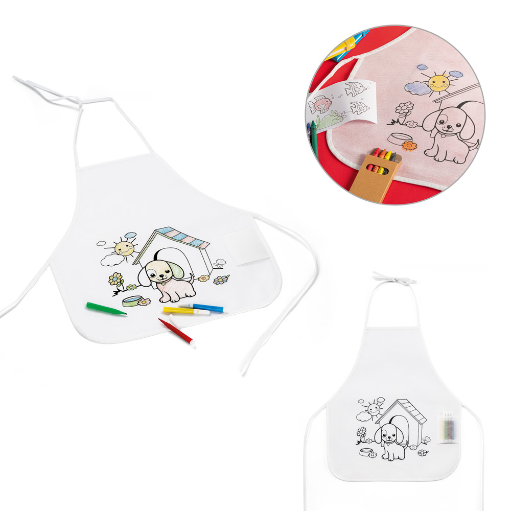 NILO. Children's apron for colouring in non-woven