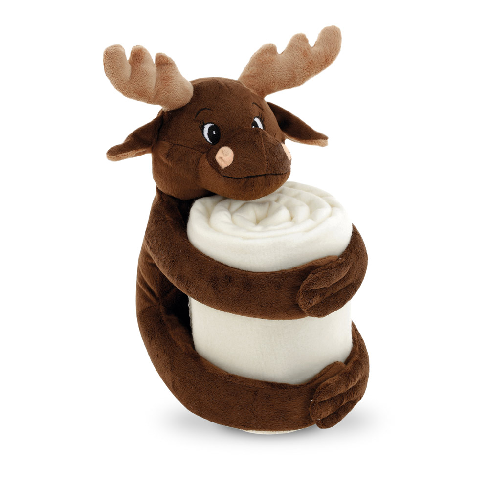 MOOSE. Plush reindeer with polar fleece blanket