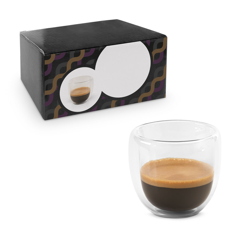 EXPRESSO. Isothermal glass coffee set with 2 glasses