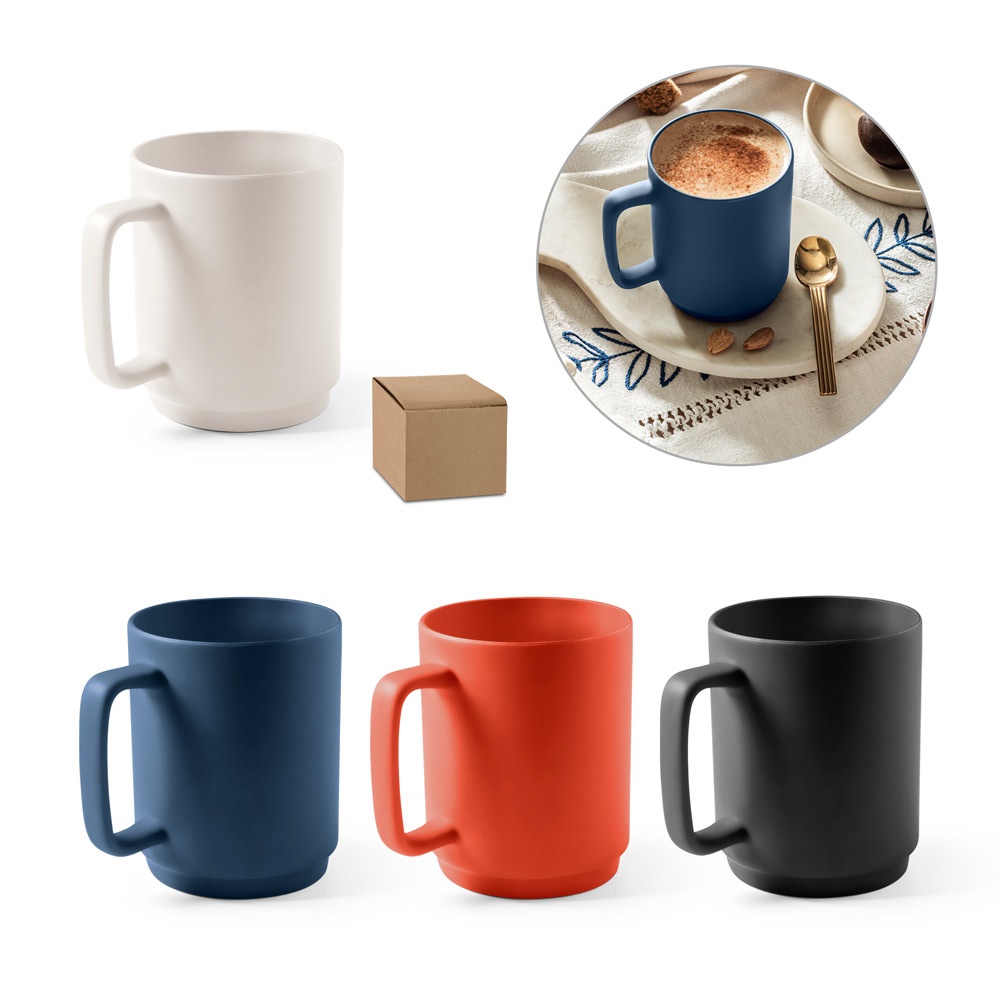 MIGHTY. Ceramic mug with cylindrical body