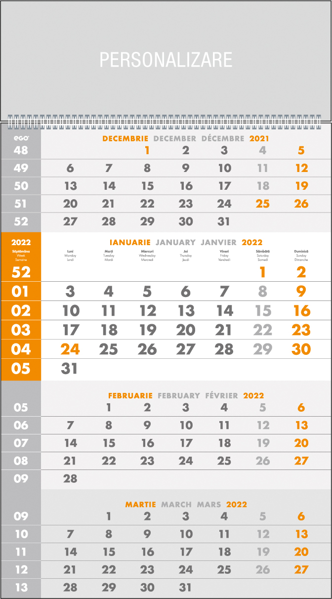 Calendar de perete TRIPTIC special